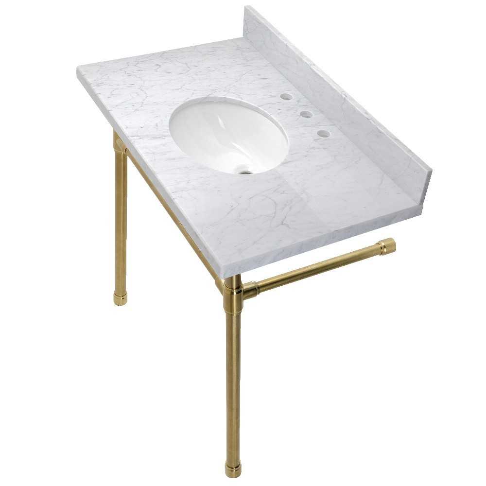 Dreyfuss 36-Inch Console Sink Set, Marble White/Brushed Brass