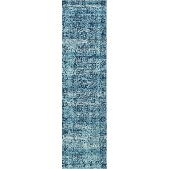 Rug Unique Loom Tradition Turquoise Runner 2' 7 x 10' 0