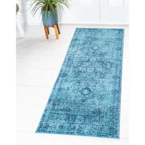 Rug Unique Loom Tradition Turquoise Runner 2' 7 x 10' 0