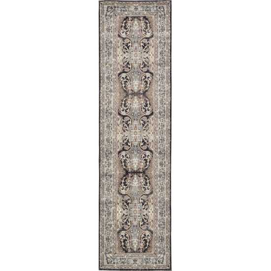 Rug Unique Loom Tradition Black/Light Brown Runner 2' 7 x 10' 0