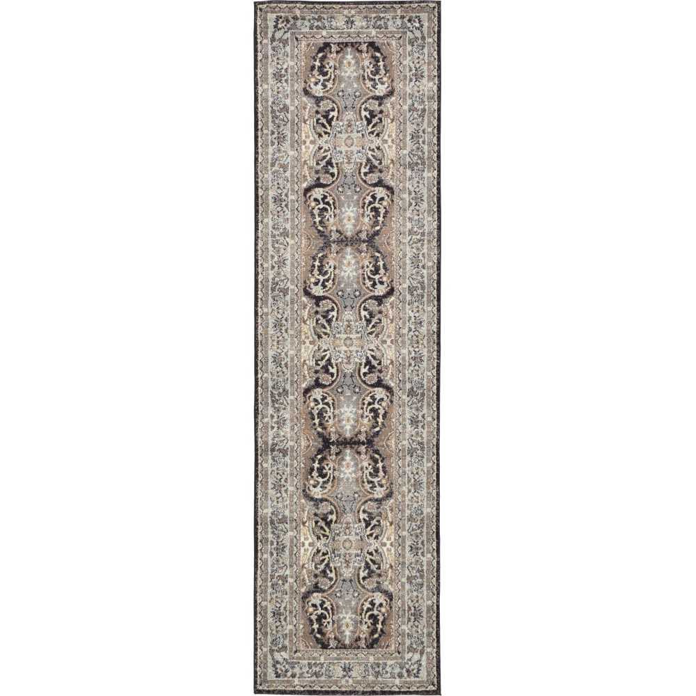 Rug Unique Loom Tradition Black/Light Brown Runner 2' 7 x 10' 0