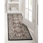 Rug Unique Loom Tradition Black/Light Brown Runner 2' 7 x 10' 0