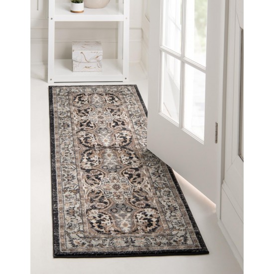 Rug Unique Loom Tradition Black/Light Brown Runner 2' 7 x 10' 0