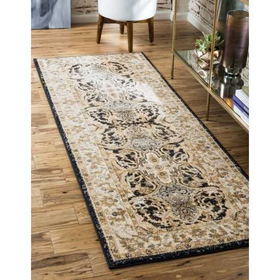 Rug Unique Loom Tradition Black/Ivory Runner 2' 7 x 10' 0