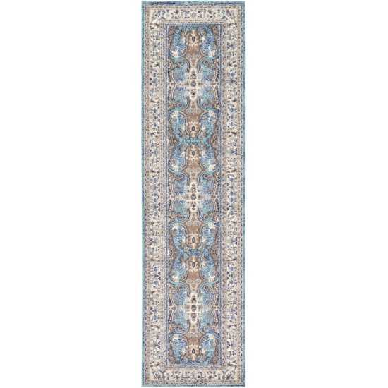 Rug Unique Loom Tradition Light Blue/Ivory Runner 2' 7 x 10' 0