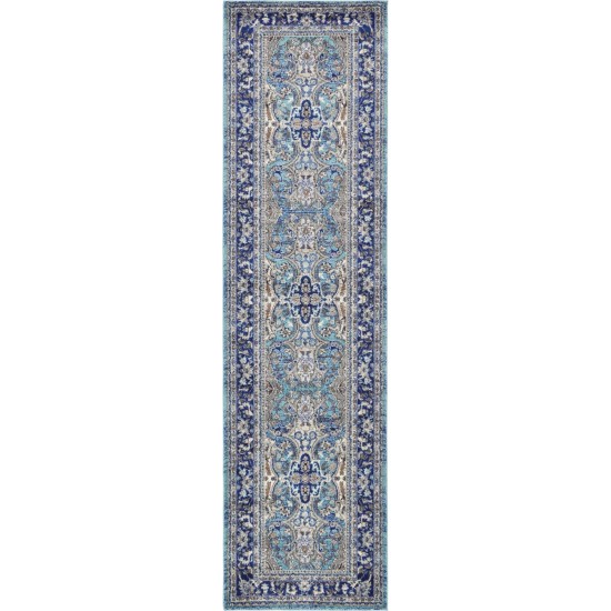 Rug Unique Loom Tradition Turquoise Runner 2' 7 x 10' 0