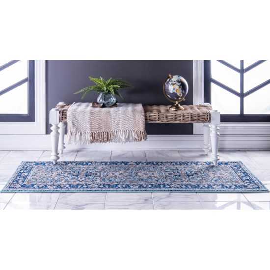 Rug Unique Loom Tradition Turquoise Runner 2' 7 x 10' 0