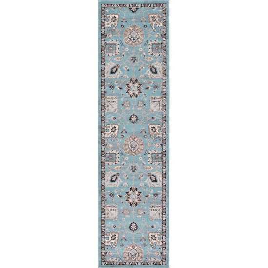 Rug Unique Loom Tradition Light Blue Runner 2' 7 x 10' 0