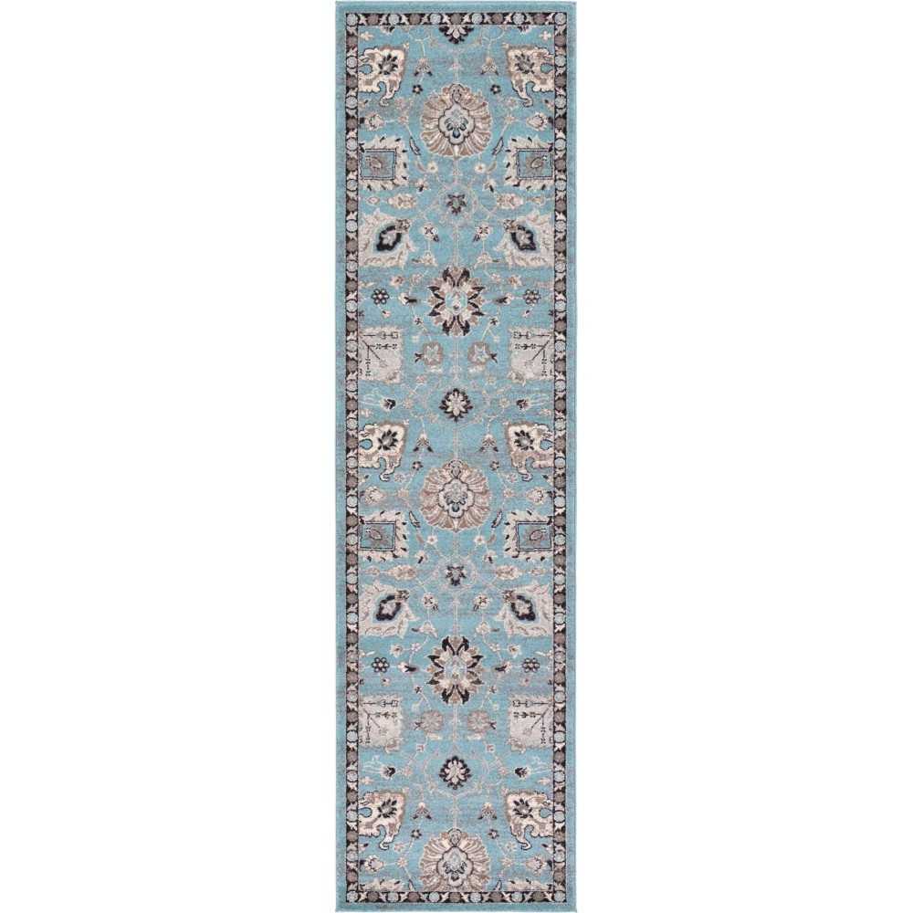 Rug Unique Loom Tradition Light Blue Runner 2' 7 x 10' 0