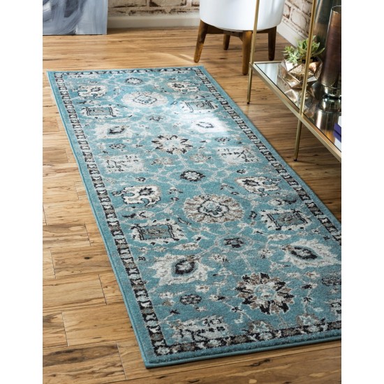 Rug Unique Loom Tradition Light Blue Runner 2' 7 x 10' 0