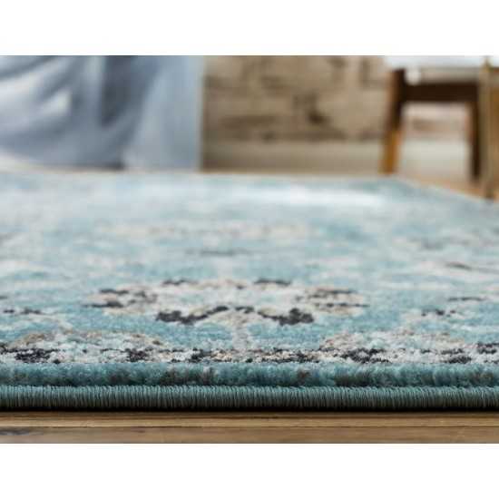 Rug Unique Loom Tradition Light Blue Runner 2' 7 x 10' 0