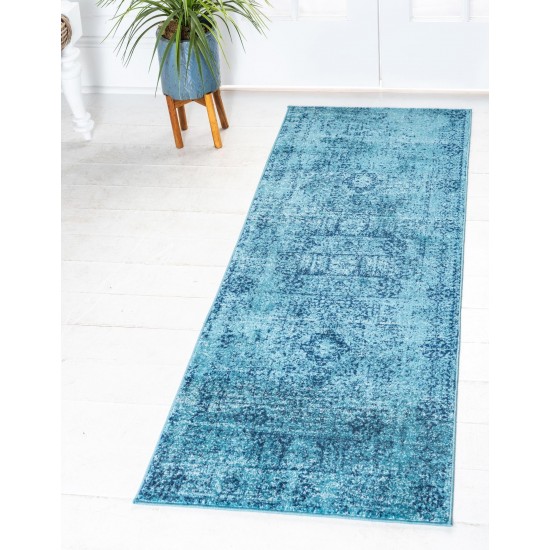 Rug Unique Loom Tradition Turquoise Runner 2' 2 x 6' 0