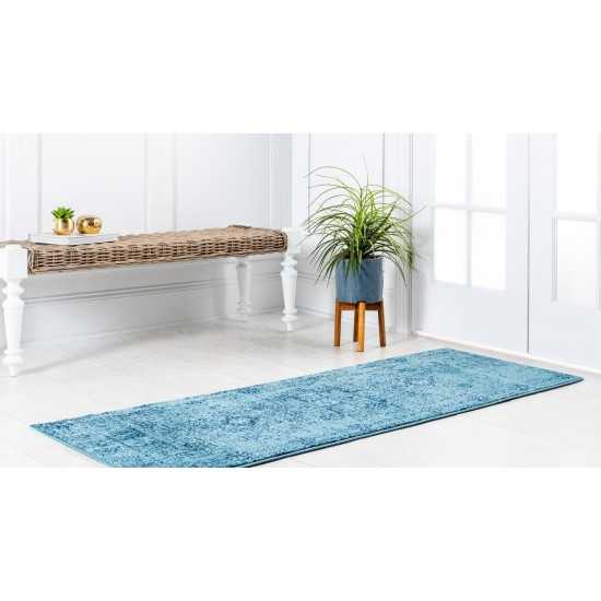 Rug Unique Loom Tradition Turquoise Runner 2' 2 x 6' 0