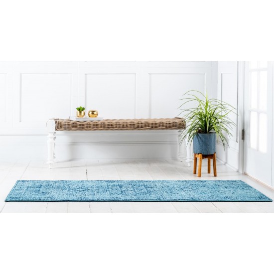 Rug Unique Loom Tradition Turquoise Runner 2' 2 x 6' 0