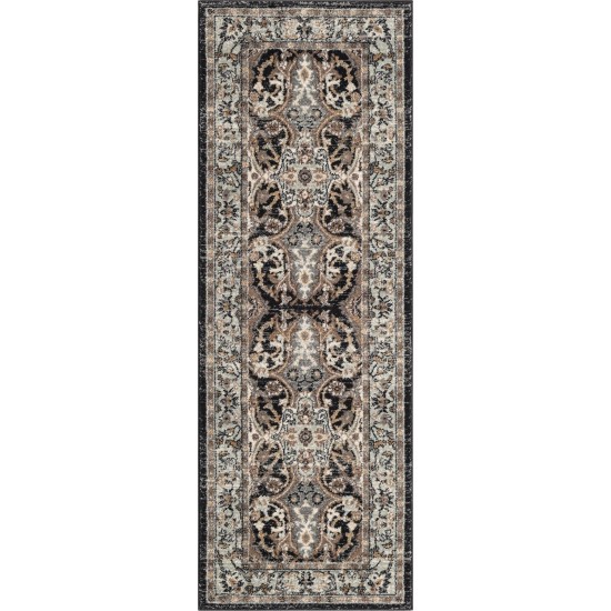 Rug Unique Loom Tradition Black/Light Brown Runner 2' 2 x 6' 0