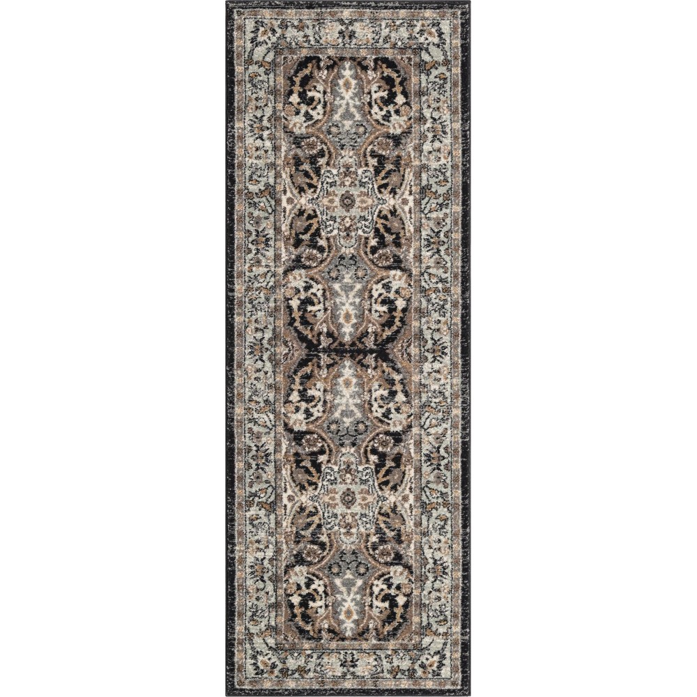 Rug Unique Loom Tradition Black/Light Brown Runner 2' 2 x 6' 0