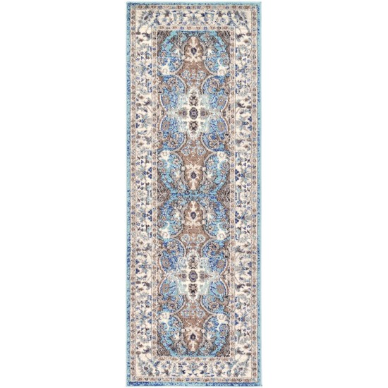 Rug Unique Loom Tradition Light Blue/Ivory Runner 2' 2 x 6' 0