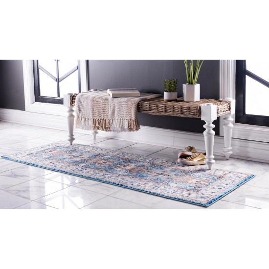 Rug Unique Loom Tradition Light Blue/Ivory Runner 2' 2 x 6' 0