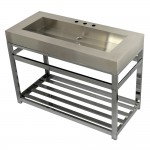 Fauceture 49" Stainless Steel Sink with Steel Console Sink Base, Brushed/Polished Chrome