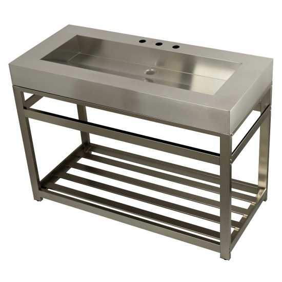 Fauceture 49" Stainless Steel Sink with Steel Console Sink Base, Brushed/Brushed Nickel