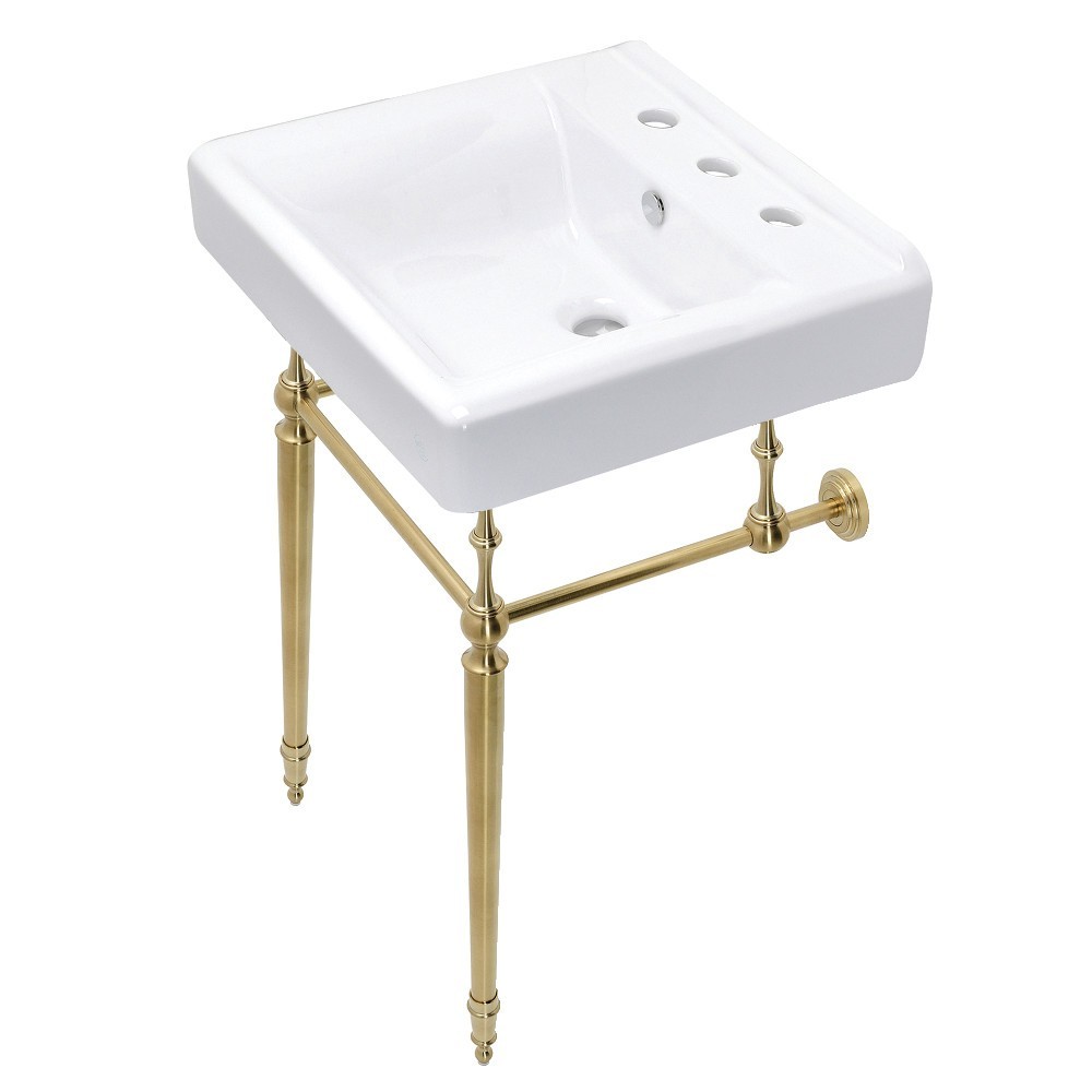 Edwardian 20-Inch Console Sink Set, Brushed Brass