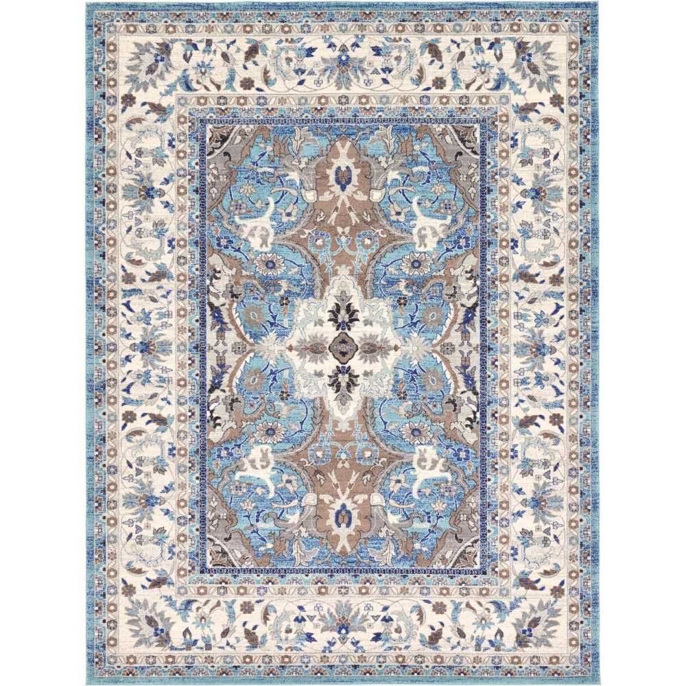 Rug Unique Loom Tradition Light Blue/Ivory Rectangular 9' 0 x 12' 0