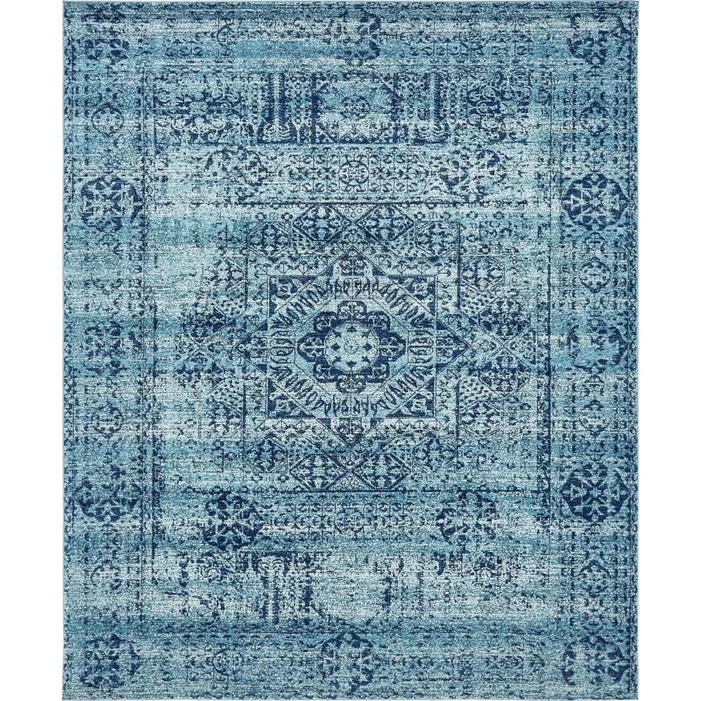 Rug Unique Loom Tradition Turquoise Rectangular 8' 0 x 10' 0