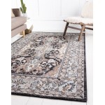 Rug Unique Loom Tradition Black/Light Brown Rectangular 8' 0 x 10' 0
