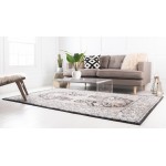 Rug Unique Loom Tradition Black/Light Brown Rectangular 8' 0 x 10' 0