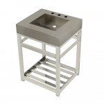 Fauceture 25" Stainless Steel Sink with Steel Console Sink Base, Brushed/Polished Nickel