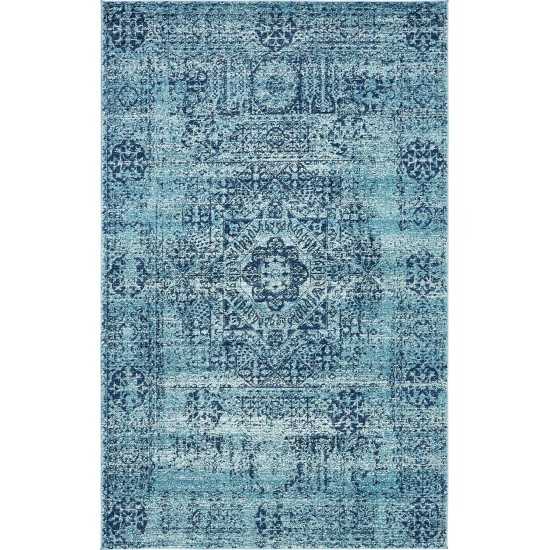 Rug Unique Loom Tradition Turquoise Rectangular 5' 0 x 8' 0