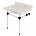 Templeton 30X22 Carrara Marble Vanity Top with Clear Acrylic Feet Combo, Carrara Marble/Oil Rubbed Bronze