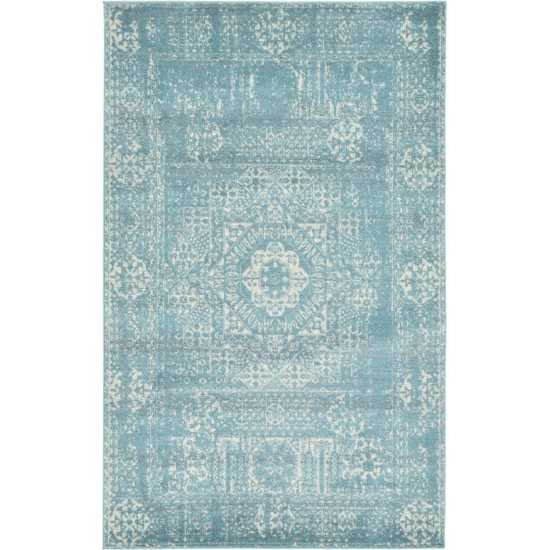 Rug Unique Loom Tradition Light Blue Rectangular 5' 0 x 8' 0