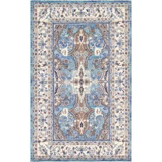 Rug Unique Loom Tradition Light Blue/Ivory Rectangular 5' 0 x 8' 0