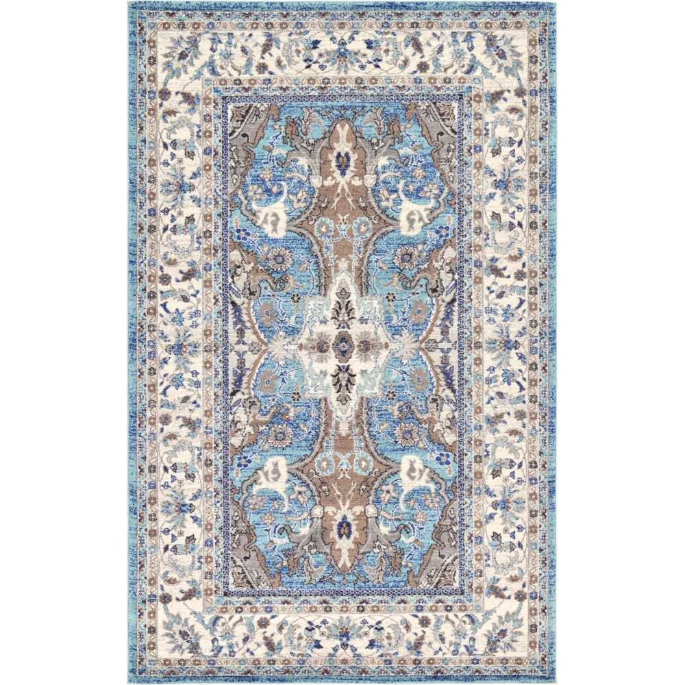 Rug Unique Loom Tradition Light Blue/Ivory Rectangular 5' 0 x 8' 0