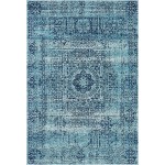 Rug Unique Loom Tradition Turquoise Rectangular 4' 0 x 6' 0