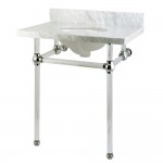 Templeton 30X22 Carrara Marble Vanity Top with Clear Acrylic Feet Combo, Carrara Marble/Polished Chrome