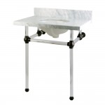 Templeton 30X22 Carrara Marble Vanity Top with Clear Acrylic Feet Combo, Carrara Marble/Oil Rubbed Bronze