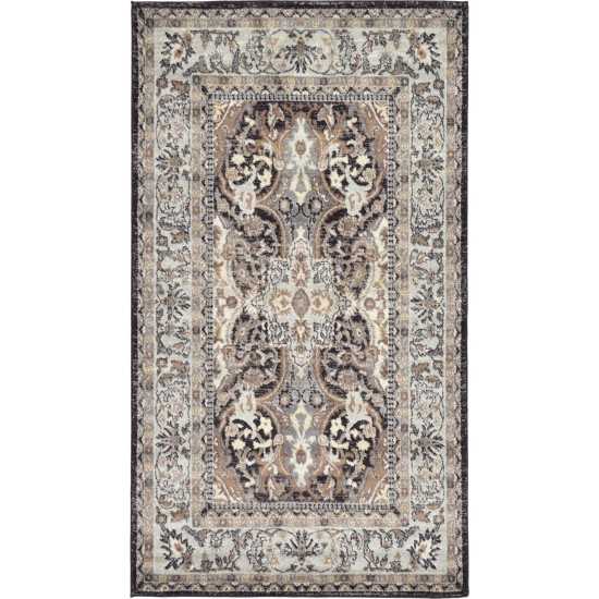 Rug Unique Loom Tradition Black/Light Brown Rectangular 4' 0 x 6' 0