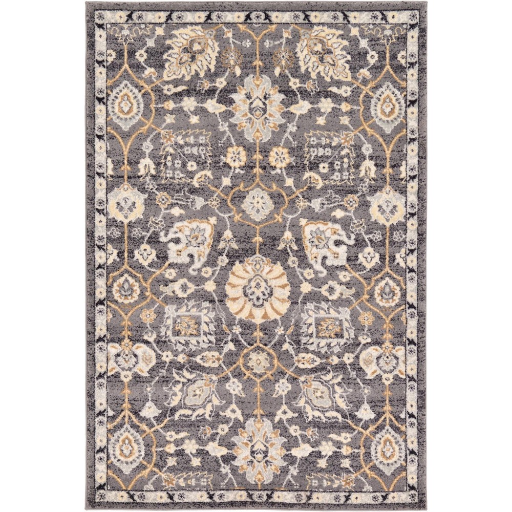 Rug Unique Loom Tradition Gray Rectangular 4' 0 x 6' 0 Rug Unique Loom Tradition Gray Rectangular 4' 0 x 6' 0