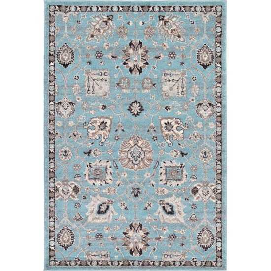 Rug Unique Loom Tradition Light Blue Rectangular 4' 0 x 6' 0