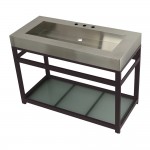 Fauceture 49" Stainless Steel Sink with Steel Console Sink Base, Brushed/Oil Rubbed Bronze