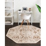 Rug Unique Loom Rushmore Tan Octagon 5' 3 x 5' 3