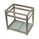 Fauceture 31-Inch X 22-Inch Steel Console Sink Base with Glass Shelf, Brushed Nickel