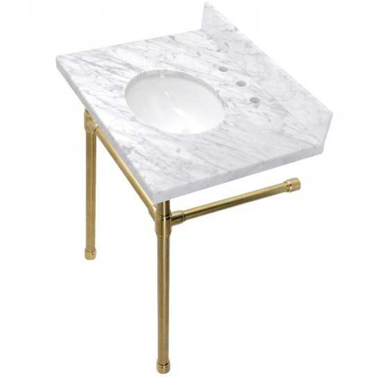 Dreyfuss 30-Inch Console Sink Set, Marble White/Brushed Brass