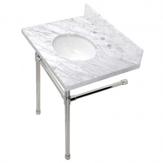 Dreyfuss 30-Inch Console Sink Set, Marble White/Polished Nickel