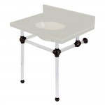 Templeton 30" x 22" White Quartz Console Sink with Clear Acrylic Feet, White Quartz/Oil Rubbed Bronze