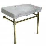 Imperial Vitreous China Console Sink with Stainless Steel Legs, White/Polished Brass