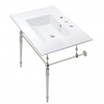 Edwardian 31-Inch Console Sink Set, White/Polished Nickel