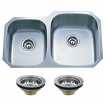 Undermount Stainless Steel Double Bowl Kitchen Sink Combo With Strainers, Brushed